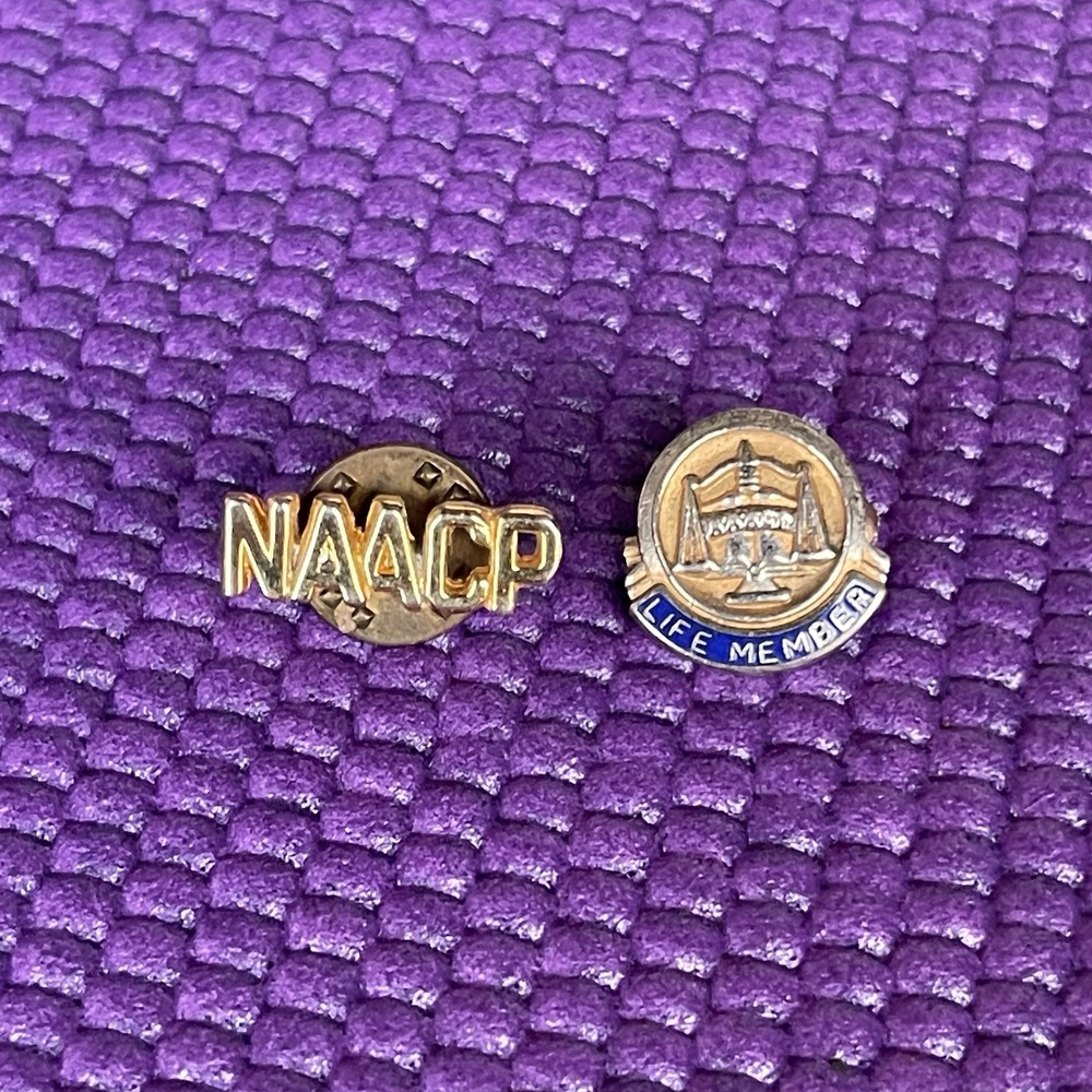Vintage NAACP Life Member Pins Set of 2 Gold Tone Civil Rights